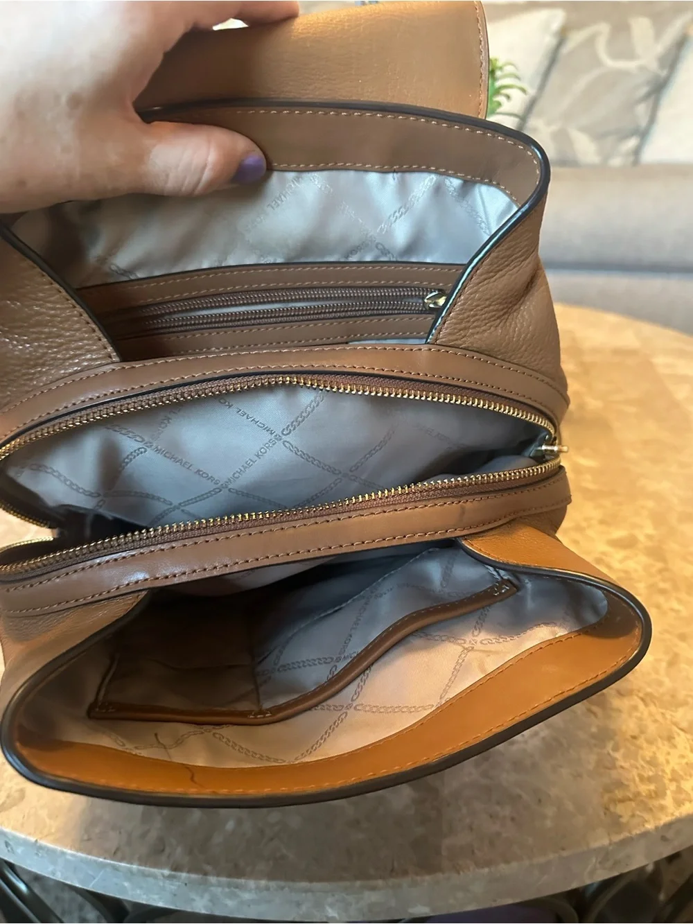 Michael Kors Raven Leather Acorn/Gold Backpack